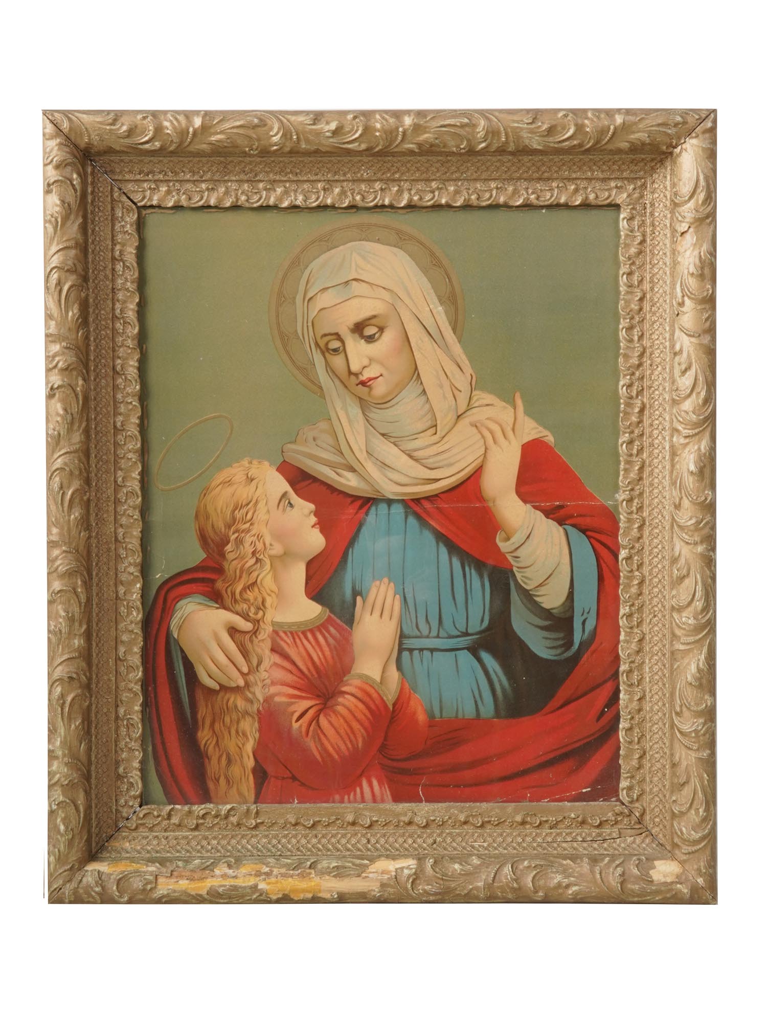 CATHOLIC RELIGIOUS PRINT ST ANNE, VINTAGE, 1940S PIC-